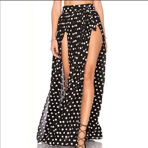 Mara Hoffman Polka Dot Slit Maxi Skirt Black